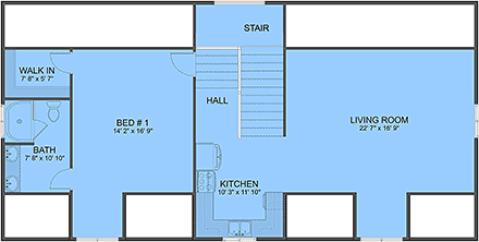 Country, Farmhouse Garage-Living Plan 83684 with 1 Beds, 2 Baths, 4 Car Garage Second Level Plan