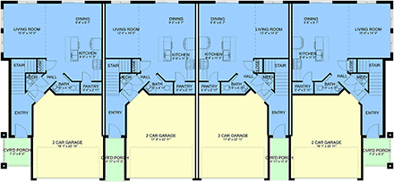 Traditional Multi-Family Plan 83685 with 12 Beds, 12 Baths, 8 Car Garage First Level Plan