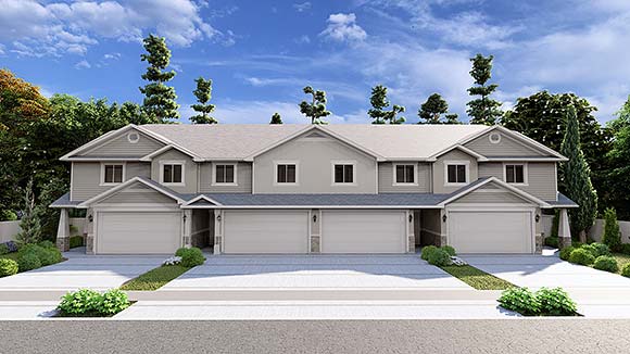 Traditional Multi-Family Plan 83685 with 12 Beds, 12 Baths, 8 Car Garage Elevation