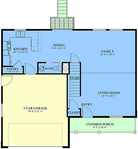 Country, Traditional House Plan 83687 with 3 Beds, 3 Baths, 2 Car Garage First Level Plan