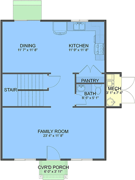 Country, Traditional House Plan 83689 with 2 Beds, 2 Baths First Level Plan