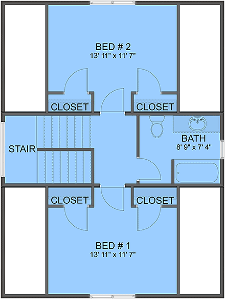 Country, Traditional House Plan 83689 with 2 Beds, 2 Baths Second Level Plan