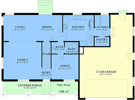 Colonial, Country, Traditional House Plan 83696 with 4 Beds, 3 Baths, 2 Car Garage First Level Plan