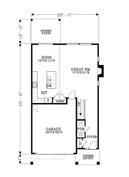 Contemporary, European, Narrow Lot, Southwest House Plan 83705 with 4 Beds, 3 Baths, 2 Car Garage First Level Plan
