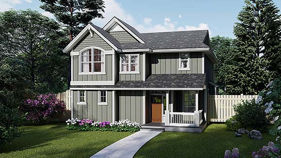 Cape Cod, Coastal, Cottage, Country, Craftsman, Farmhouse, Narrow Lot, Traditional House Plan 83706 with 3 Beds, 3 Baths, 2 Car Garage Elevation