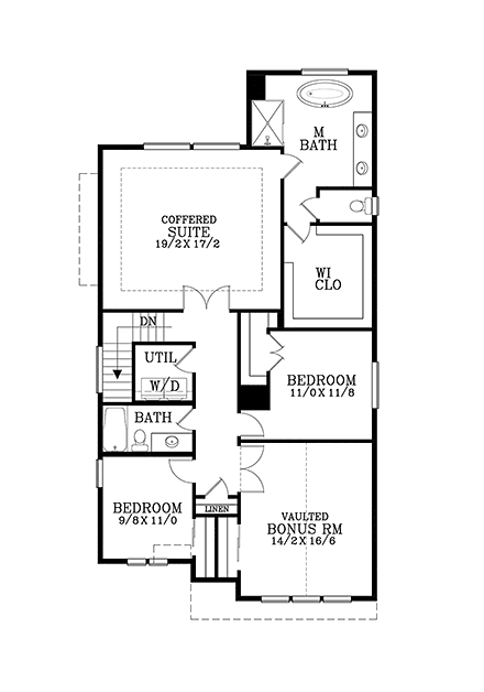 Cape Cod, Coastal, Cottage, Country, Farmhouse, Florida, Narrow Lot, Traditional House Plan 83709 with 5 Beds, 3 Baths, 2 Car Garage Second Level Plan