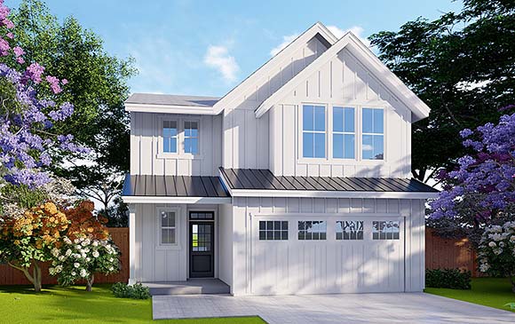 Cape Cod, Coastal, Cottage, Country, Farmhouse, Florida, Narrow Lot, Traditional House Plan 83709 with 5 Beds, 3 Baths, 2 Car Garage Elevation