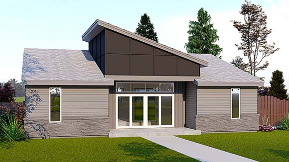 Contemporary House Plan 83716 with 2 Beds, 1 Baths Elevation