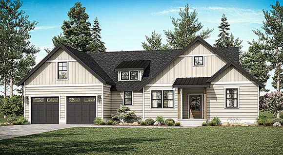 Cottage, Craftsman, Farmhouse, Traditional House Plan 83800 with 3 Beds, 2 Baths, 2 Car Garage Elevation