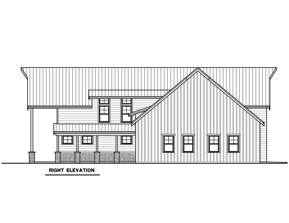 Barndominium, Country, Craftsman, Farmhouse Plan with 1580 Sq. Ft., 2 Bedrooms, 3 Bathrooms, 4 Car Garage Picture 2