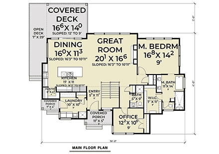 Contemporary, Modern House Plan 83807 with 4 Beds, 3 Baths First Level Plan