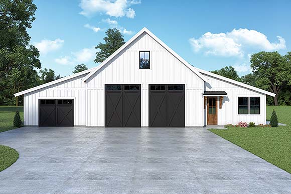 Country, Craftsman, Farmhouse Garage-Living Plan 83811 with 1 Beds, 2 Baths, 3 Car Garage Elevation