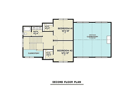 Farmhouse, New American House Plan 83816 with 4 Beds, 3 Baths, 3 Car Garage Second Level Plan