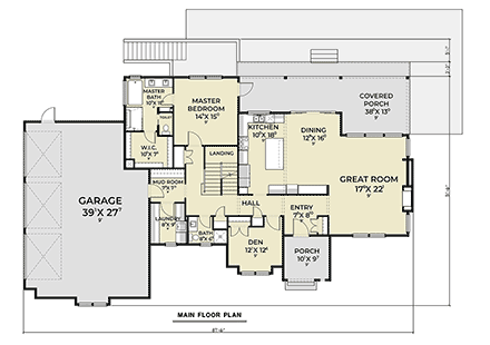 Country, European, Farmhouse, New American House Plan 83817 with 3 Beds, 3 Baths, 3 Car Garage First Level Plan