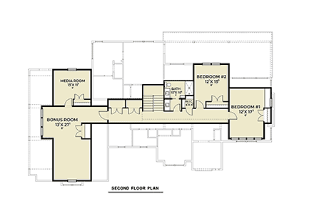 Country, European, Farmhouse, New American House Plan 83817 with 3 Beds, 3 Baths, 3 Car Garage Second Level Plan
