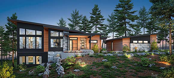 Contemporary, Modern House Plan 83821 with 4 Beds, 3 Baths, 3 Car Garage Elevation