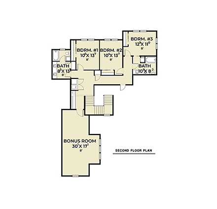 Contemporary, Farmhouse, New American House Plan 83822 with 4 Beds, 4 Baths, 3 Car Garage Second Level Plan