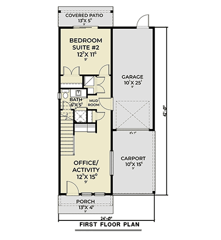 Contemporary, Farmhouse House Plan 83828 with 2 Beds, 3 Baths, 1 Car Garage First Level Plan