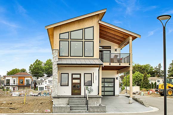 Contemporary, Modern, Narrow Lot House Plan 83829 with 2 Beds, 3 Baths, 1 Car Garage Elevation