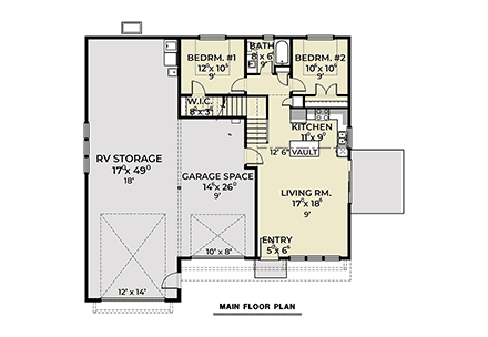 Barndominium, Craftsman, Farmhouse, Southern House Plan 83830 with 3 Beds, 1 Baths, 2 Car Garage First Level Plan