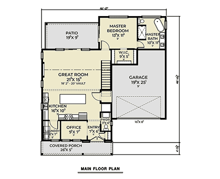 Contemporary, Farmhouse House Plan 83831 with 3 Beds, 3 Baths, 2 Car Garage First Level Plan