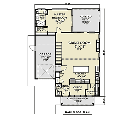 Contemporary, Modern House Plan 83832 with 3 Beds, 3 Baths, 1 Car Garage First Level Plan