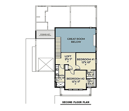 Contemporary, Modern House Plan 83832 with 3 Beds, 3 Baths, 1 Car Garage Second Level Plan