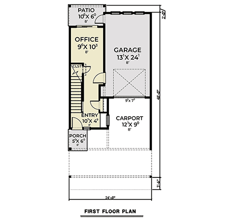 Contemporary House Plan 83833 with 2 Beds, 2 Baths, 1 Car Garage First Level Plan