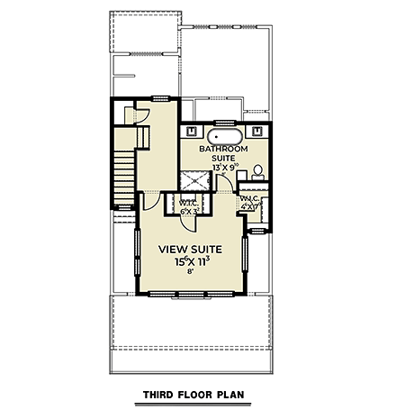 Contemporary House Plan 83833 with 2 Beds, 2 Baths, 1 Car Garage Third Level Plan