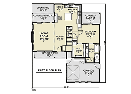 Contemporary, Farmhouse House Plan 83834 with 3 Beds, 3 Baths, 1 Car Garage First Level Plan