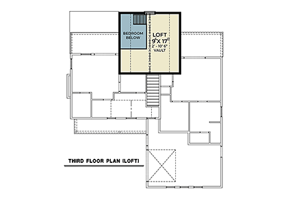 Contemporary, Farmhouse House Plan 83834 with 3 Beds, 3 Baths, 1 Car Garage Third Level Plan