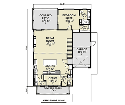 Craftsman, Farmhouse, Traditional House Plan 83835 with 3 Beds, 3 Baths, 1 Car Garage First Level Plan