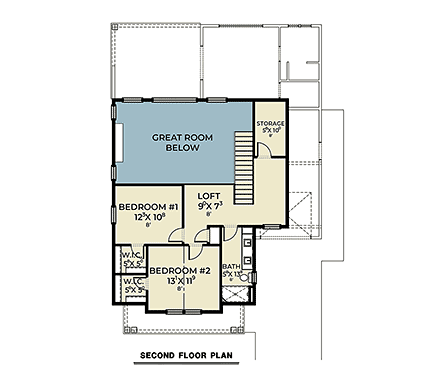 Craftsman, Farmhouse, Traditional House Plan 83835 with 3 Beds, 3 Baths, 1 Car Garage Second Level Plan