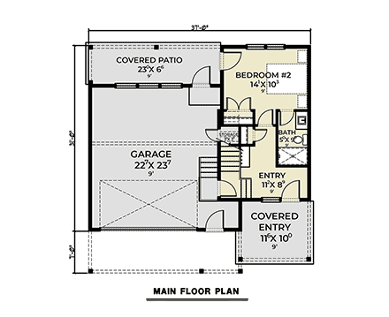 Contemporary, Farmhouse House Plan 83836 with 2 Beds, 3 Baths, 2 Car Garage First Level Plan