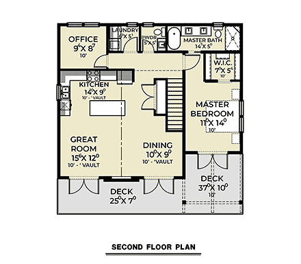 Contemporary, Farmhouse House Plan 83836 with 2 Beds, 3 Baths, 2 Car Garage Second Level Plan