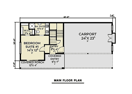 Contemporary House Plan 83837 with 2 Beds, 3 Baths, 2 Car Garage First Level Plan