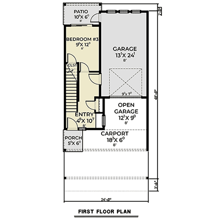 Contemporary, Modern House Plan 83838 with 3 Beds, 2 Baths, 1 Car Garage First Level Plan
