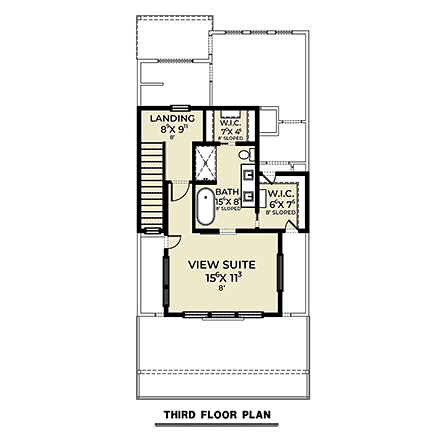 Contemporary, Modern House Plan 83838 with 3 Beds, 2 Baths, 1 Car Garage Third Level Plan