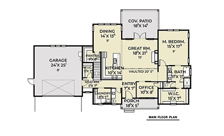 Country, Craftsman, Farmhouse, New American, Southern House Plan 83839 with 3 Beds, 3 Baths, 2 Car Garage First Level Plan