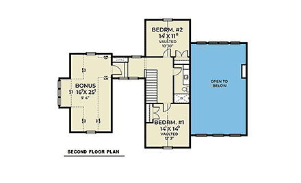 Country, Craftsman, Farmhouse, New American, Southern House Plan 83839 with 3 Beds, 3 Baths, 2 Car Garage Second Level Plan