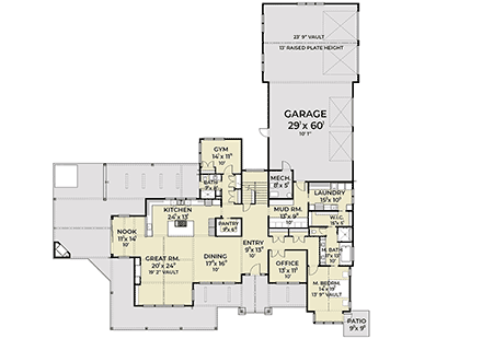 Country, Craftsman, Farmhouse, Southern House Plan 83840 with 5 Beds, 4 Baths, 4 Car Garage First Level Plan