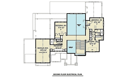 Country, Craftsman, Farmhouse House Plan 83842 with 4 Beds, 4 Baths, 3 Car Garage Second Level Plan