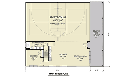 Barndominium, Country, Farmhouse House Plan 83843 with 1 Beds, 1 Baths First Level Plan