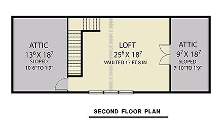 Barndominium, Country, Farmhouse House Plan 83843 with 1 Beds, 1 Baths Second Level Plan