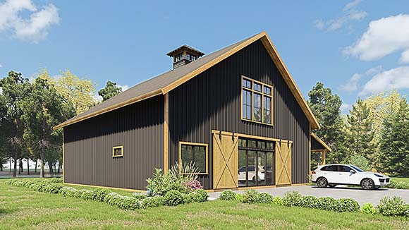 Barndominium, Country, Farmhouse House Plan 83843 with 1 Beds, 1 Baths Elevation