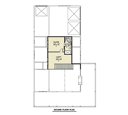 Barndominium, Country, Craftsman, Ranch, Southern House Plan 83844 with 3 Beds, 3 Baths, 3 Car Garage Second Level Plan