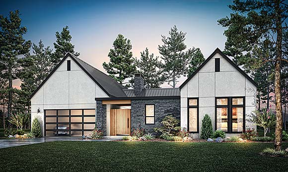 Contemporary, Modern House Plan 83846 with 3 Beds, 3 Baths, 2 Car Garage Elevation