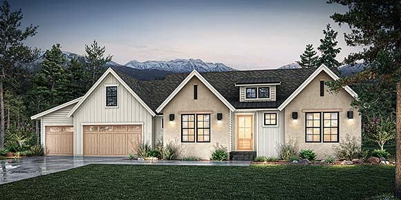 European, Farmhouse, Ranch, Traditional House Plan 83849 with 3 Beds, 3 Baths, 3 Car Garage Elevation