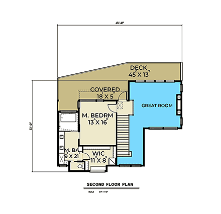 Contemporary, Modern House Plan 83854 with 3 Beds, 4 Baths, 2 Car Garage Second Level Plan