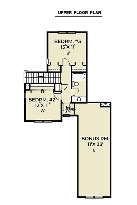 Country, Craftsman, New American, Traditional House Plan 83855 with 3 Beds, 3 Baths, 2 Car Garage Second Level Plan
